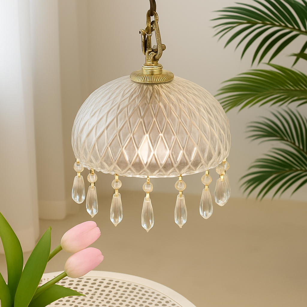 YEBMLP Suspension en verre rétro français d'intérieur à LED