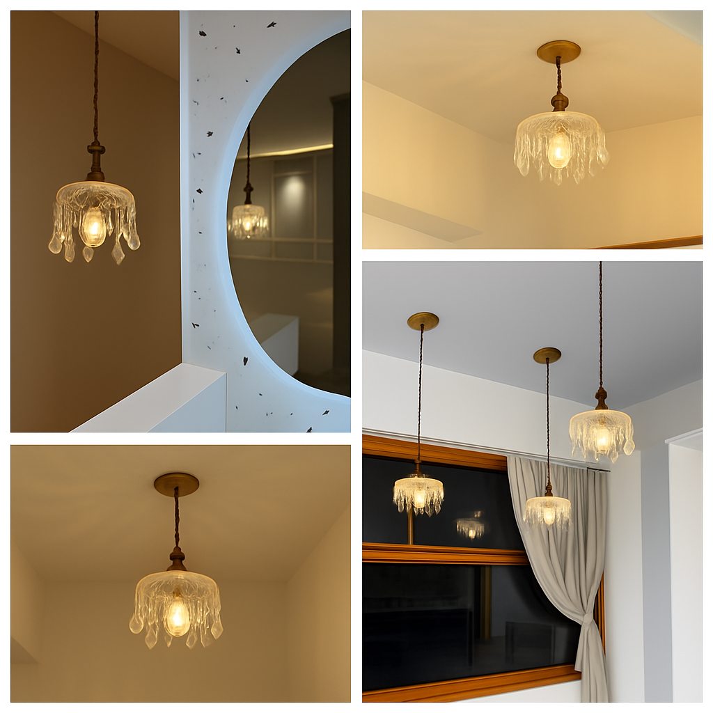 YEBMLP Suspension en verre rétro français d'intérieur à LED