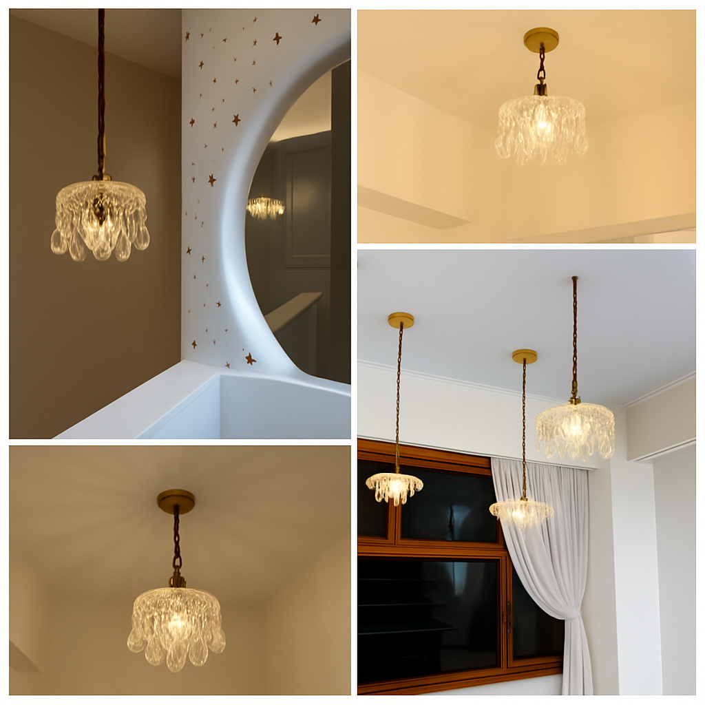 YEBMLP Suspension en verre rétro français d'intérieur à LED